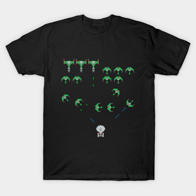 Galaga Starship Battle T-Shirt by IORS